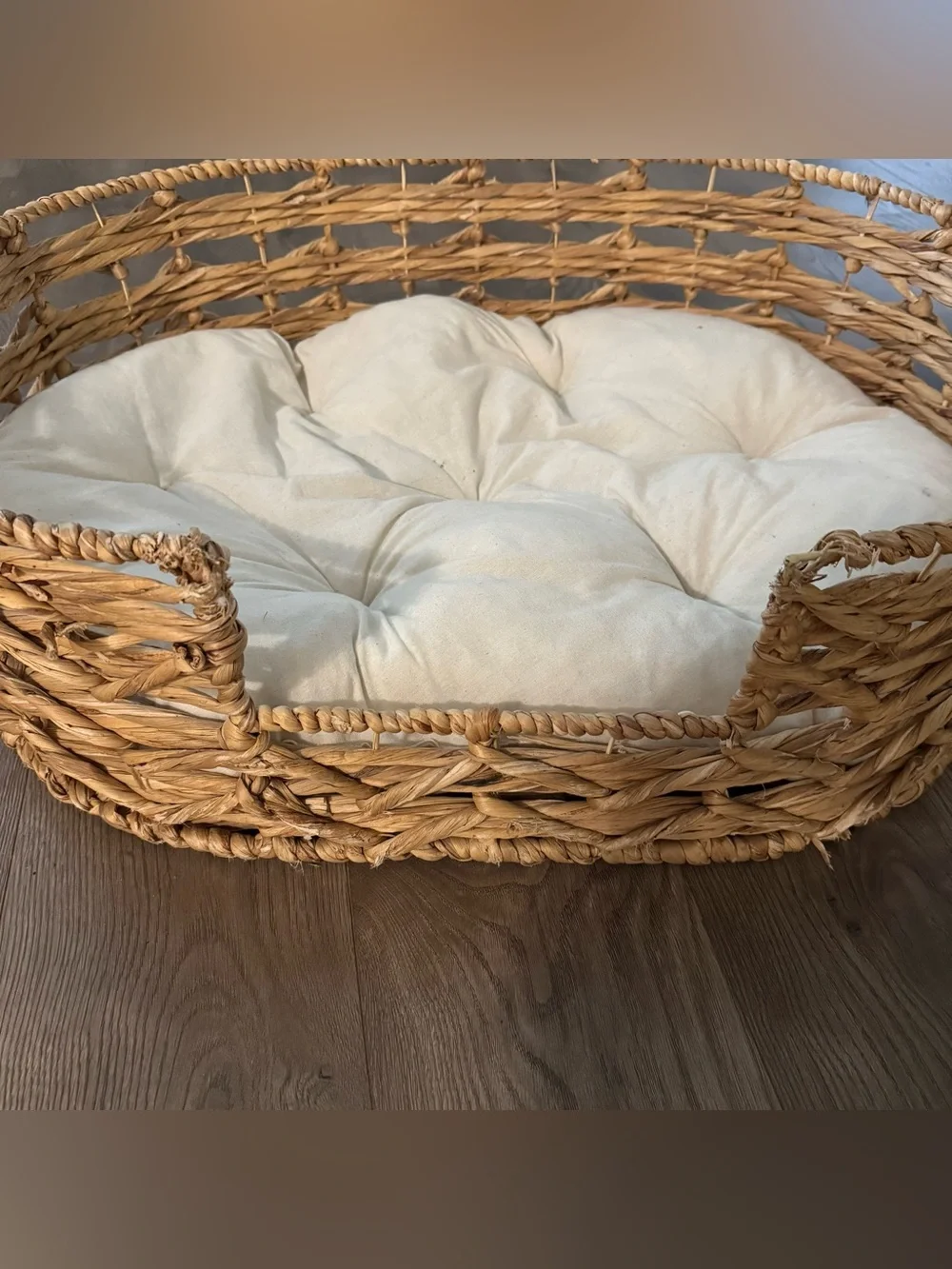 Two Dog Beds – Wicker Boutique Bed + Nandog Plush Bed – Set of